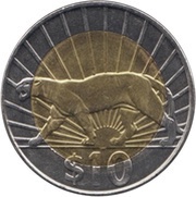 10 Pesos Uruguayos Puma reverse image