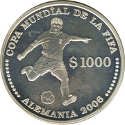 1000 Pesos Uruguayos XVIII World Soccer Championship, Uruguay, 2003 reverse image