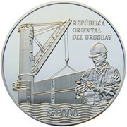 1000 Pesos Uruguayos 100th Anniversary of National Ports Administration obverse image