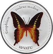 10 Vatu Graphium codrus medon, Vanuatu, 2006 reverse image