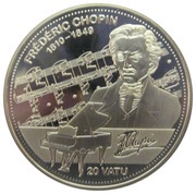 20 Vatu Frédéric Chopin, Vanuatu, 2014 reverse image