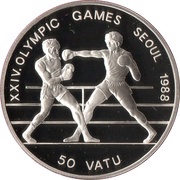 50 Vatu XXIV Summer Olympics, Vanuatu, 1988 reverse image