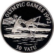 50 Vatu Canoe, Vanuatu, 1992 reverse image