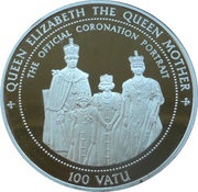 100 Vatu Coronation of King George VI, Vanuatu, 1995 reverse image