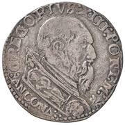 1 Testone - Gregory XIII ANCONA below bust obverse image