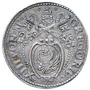 1 Testone - Gregorius XIII Inversed legend obverse image