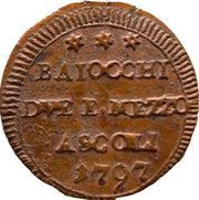 2½ Baiocchi - Pius VI, Vatican City, 1797 reverse image