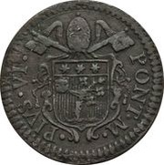 1 Quattrino - Pius VI Large Arms; Striped field obverse image