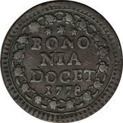 1 Quattrino - Pius VI Large Arms; Striped field, Vatican City, 1778-1779 reverse image