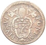 1 Quattrino - Pius VI Small Arms; Smooth field obverse image