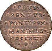 ½ Baiocco - Pius VI, Vatican City, 1795-1796 reverse image