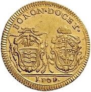 1 Doppia - Pius VI Denomination in exergue, Vatican City, 1787-1788 reverse image