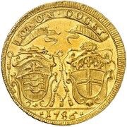 2 Doppie - Pius VI Legend on ribbon, Vatican City, 1786-1787 reverse image