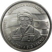 2 Pesos 25th Anniversary of the South Atlantic War; reeded Edge obverse image