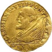 Quadruple Gold Ecu - Clement VIII Octave of Acquaviva Legate obverse image