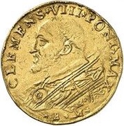 Quadruple Gold Ecu - Clement VIII Octave of Acquaviva Legate obverse image