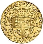 Quadruple Gold Ecu - Clement VIII Octave of Acquaviva Legate, Vatican City, 1598 reverse image