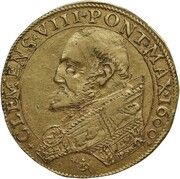 Quadruple Gold Ecu - Clement VIII Charles of Conti Pro-Legate obverse image
