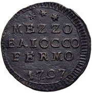 ½ Baiocco - Pius VI, Vatican City, 1797-1798 reverse image