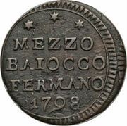 ½ Baiocco - Pius VI, Vatican City, 1798 reverse image