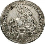 1 Testone - Clement XI Bust left, St. George, Vatican City, 1710 reverse image