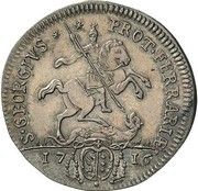 1 Testone - Clement XI Bust right, St. George, Vatican City, 1716 reverse image