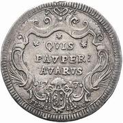 1 Testone - Clement XI QVIS PAVPER? AVARVS, Vatican City, 1717 reverse image