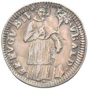 1 Quattrino - Clement XII St. Ubaldo - standing, bare head, Vatican City, 1730-1740 reverse image