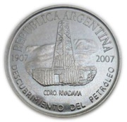 2 Pesos Centenary of the Discovery of Oil in Argentina; reeded Edge obverse image