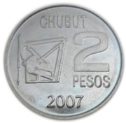 2 Pesos Centenary of the Discovery of Oil in Argentina; reeded Edge, Argentina, 2007 reverse image