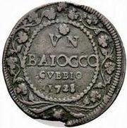 1 Baiocco - Benedict XIII, Vatican City, 1726-1730 reverse image