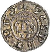 Denier - Gregory IV and emperor Louis I obverse image