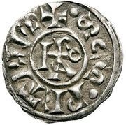 Denier - Leo IV and emperor Lothair I IMP monogram obverse image