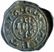 Denier - Benedict III and emperor Louis II obverse image