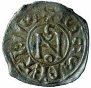 Denier - John VIII and emperor Louis II obverse image