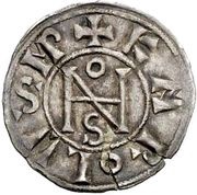 Denier - John VIII and emperor Charles II or Charles III obverse image