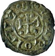 Denier - Stephen V and emperor Charles III IPA monogram, Vatican City, 885-888 reverse image