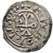 Denier - Stephen V and emperor Charles III ROMA monogram, Vatican City, 885-891 reverse image
