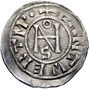 Denier - John IX and emperor Lambert of Spoleto obverse image