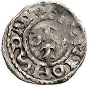 Denier - John XII and emperor Otto I hand obverse image