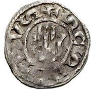 Denier - John XII and emperor Otto I hand, Vatican City, 962-963 reverse image