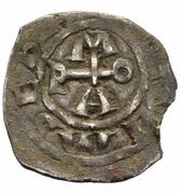 Denier - Benedict V and emperor Otto I, Vatican City, 964 reverse image