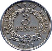 3 Pence - Elizabeth II 1st portrait, British West Africa, 1957 reverse image