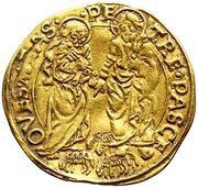 1 Ducat - Paul II PETRE PASCE OVES MEAS, Vatican City, 1464-1471 reverse image