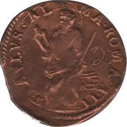 1 Quattrino - Paulus V Left hand on sword, Vatican City, 1606-1613 reverse image