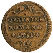 1 Quattrino - Benedict XIV Cartouche with shell, Vatican City, 1751 reverse image