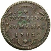 1 Quattrino - Benedict XIV Four-lobed cartouche, Vatican City, 1752 reverse image