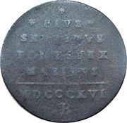 1 Quattrino - Pius VII Inscription divided by line, Vatican City, 1816-1822 reverse image