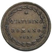 1 Quattrino Romano - Gregory XVI, Vatican City, 1831 reverse image