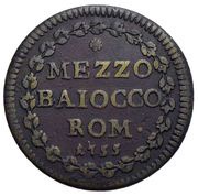 ½ Baiocco - Benedict XIV Laurel wreath - small leaves, Vatican City, 1740-1755 reverse image